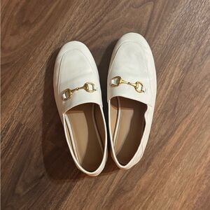 Quince Cream Loafers with Gold Detail